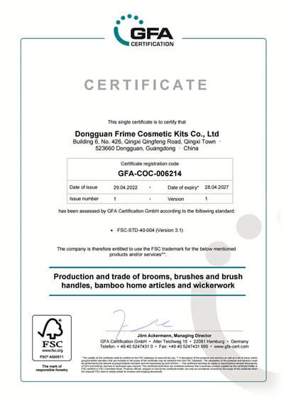 Frime FSC certificate